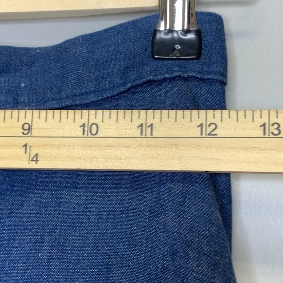 VTG Womens Denim Tiered Prairie Skirt Corset Yoke Western Cowgirl Cottagecore - Picture 12 of 13